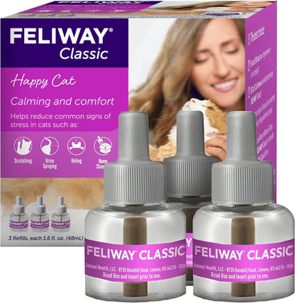 FELIWAY Classic Cat Calming Diffuser Refill (3 Pack, 90 Day) – Cat Pheromone Diffuser Refill Reduces Stress‑Related Behaviors Like Spraying, Scratching, Hiding