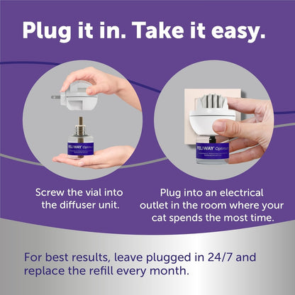 FELIWAY Optimum Cat Calming Diffuser Refill (3 Pack, 90 Day Supply) – Cat Pheromone Diffuser Refill for Advanced Support to Reduce Stress, Spraying, Scratching, Fighting and Hiding